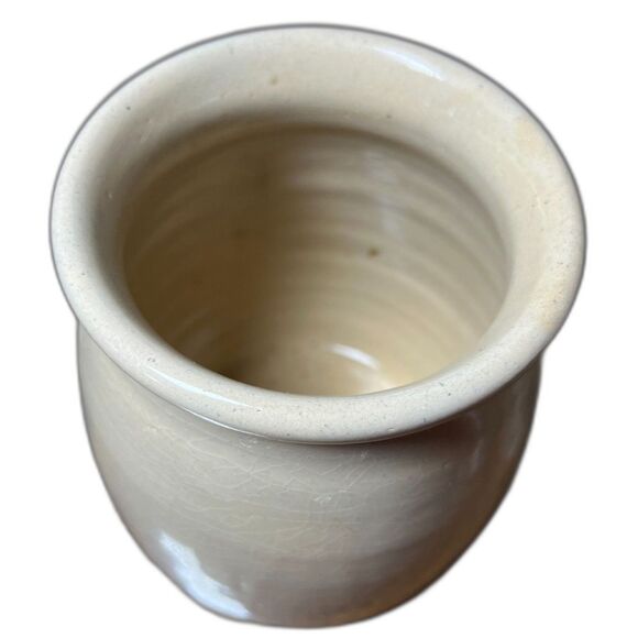 Vintage Marshall Pottery Hand Turned 6" x 5.25" Flower Ceramic Crock Vase Texas - Picture 3 of 4